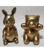 Brass Animals 4&quot; Rabbit and 3.5&quot; Bear - $659.52 MXN