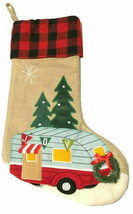 Buffalo Check Camper Christmas Stocking Tree 3D Wreath Embroidered Camp Cabin - £17.09 GBP
