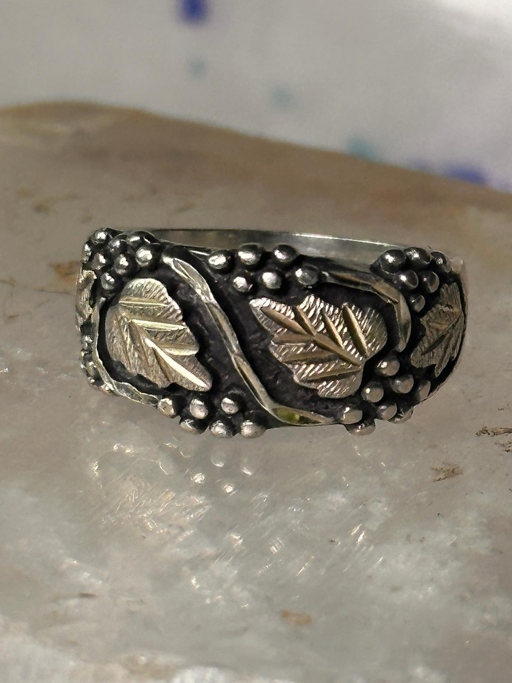 Black Hills Gold ring leaves wedding band size 5 sterling silver women Item image 2