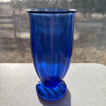 Cobalt Blue Celery/Vase 7” tall x 3-1/4” diameter, Ribbed Sides Scallope... - $14.85