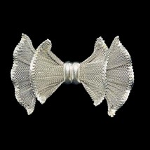 Vintage Large Silver Tone 3D Mesh Double Bow Brooch (5193) - $29.70