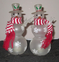 TWO BATTERY OPERATED HANDICAP SNOW PEOPLE SNOWMEN - $15.96