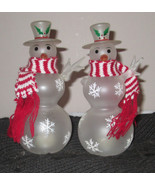 TWO BATTERY OPERATED HANDICAP SNOW PEOPLE SNOWMEN - £12.75 GBP
