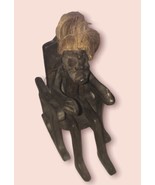 Indonesia Vintage Hand Carved Wooden Figure In Rocking Chair - £36.58 GBP
