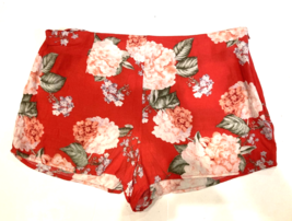 Forever 21 Shorts Womens Medium Orange Hawaiian Floral Hydrangeas Mini Juniors - £3.87 GBP