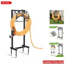Sturdy Freestanding Garden Hose Holder with Storage Basket - 151ft Capacity - $77.17