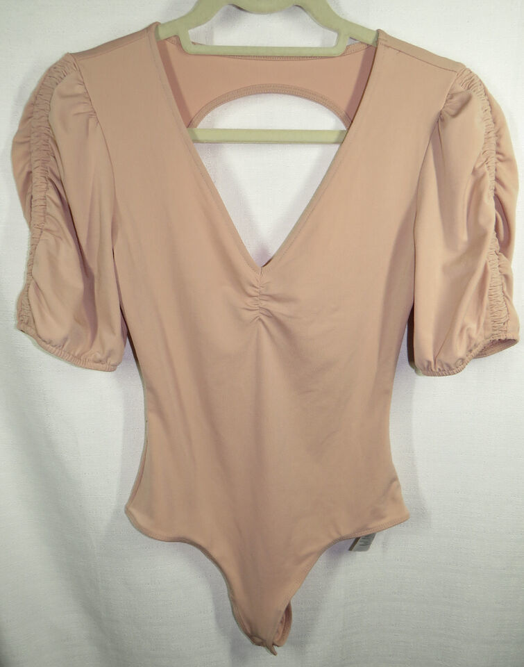 Primary image for Women's Size Small, Vintage Guess Nude Short Sleeve V-Neck Thong Bodysuit