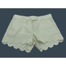 J. Crew Factory Scalloped Hem Linen Cotton Shorts L2142 Ivory Cream Women&#39;s Sz 8 - £15.65 GBP