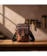 Retro Crazy Horse Leather Mens Crossbody Bag  Genuine Cowhide Shoulder M... - $75.00