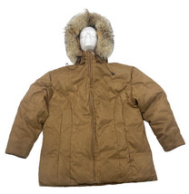 Cabela&#39;s Northern Goose Down Coat L 650 Fill Power Coyote Fur Trim Zip O... - £72.51 GBP