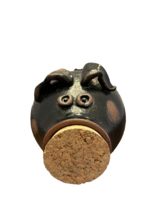 Piggy Bank Pottery Folk Art with Cork Nose and Curly Tail Brown Signed Holland - £24.34 GBP