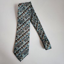 Haggar Tie Blue Brown Classic Necktie Geometric 3.5&quot; x 60&quot; Mens Necktie - £3.91 GBP