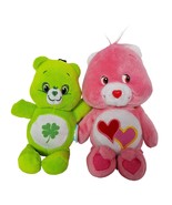 Care Bears Love A Lot Good Luck Bear Plush Lot Of 2 Stuffed Animal 6&quot; 7&quot; - £18.81 GBP