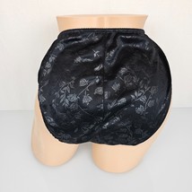 Vtg Delicates Black Second Skin Liquid Satin Lace Wet Leather Look Panties M 6 - £57.22 GBP