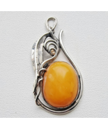 BUTTERSCOTCH BALTIC OVAL 19X15 mm AMBER RARE VINTAGE 925 STERLING SILVER... - $3,411.12 MXN