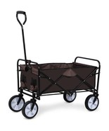 Rolling Collapsible Garden Cart Camping Wagon, with 360 Degree - Brown - £65.79 GBP