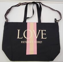 J) Victoria's Secret LOVE Weekender Tote Black Travel Bag - $14.84