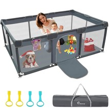 LFCREATOR Baby Playpen,71 * 48IN Play Yard for Babies and Toddlers Gray - $602.07 MXN