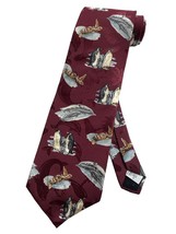 Mens Penguins Dolphins Sea Turtles Nautical Ocean Life Necktie - Maroon - Neck - £15.83 GBP