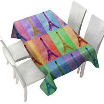 Multicolored Eiffel Tower Panel Tablecloth - $51.96 CAD+