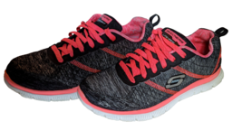 Sketchers Lite Weight Memory Foam Flex Sole Womens Sz 8 Gray Pink Running Shoes - £19.73 GBP