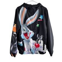 Mens LOONEY TUNES MEMBERS ONLY Multi Color Full Zip Windbreaker AOP Jack... - $42.70