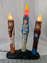 Christmas Nativity Plastic Candle Mary Baby Jesus 3 Bulbs 12 Inch Vintage - $29.95