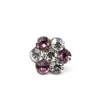 Ethnic style silver Plated Purple white crystal Piercing Nose stud push pin - £8.19 GBP