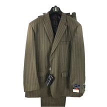 Men&#39;s Olive Green Pinstripe Suit 2 Piece Pleated Pants by Di Palma Size 36R - £78.46 GBP