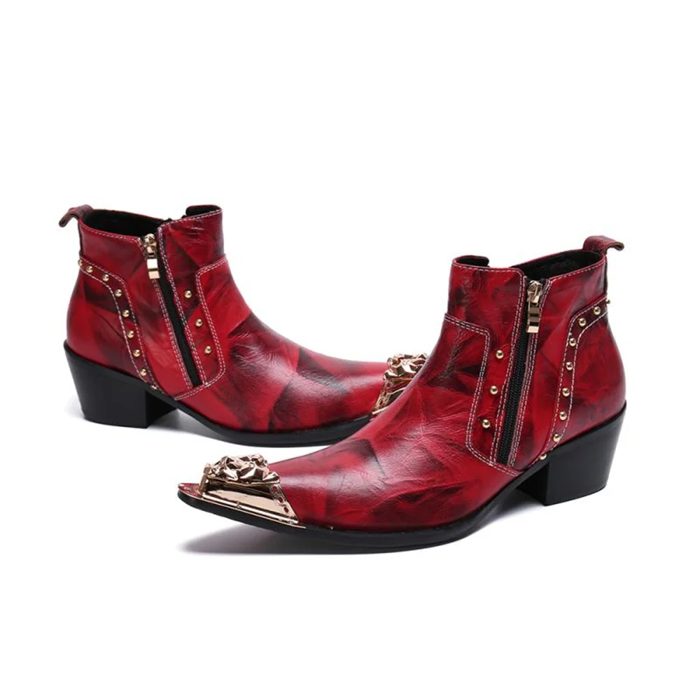 Wine Red Leather  Boots for Men British Pointed boy Boots Increased Fashion Moto - £219.72 GBP