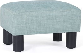 Adeco 15X10.8X8.7Inch Small Ottoman Footstool- Mordern Rectangle Soft Fabric - £29.23 GBP