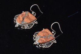 925 Sterling Silver Jasper Gemstone Handmade Dangle Earrings Her Gift ES-1217 - £34.35 GBP