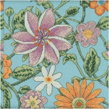 Fantasy Blooms: Floral Blue Beaded Cross Stitch Kit - Debbie Mumm&#39;s 2022 Floral - £45.70 GBP