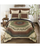 Country Lodge Donna Sharp Pine Circle KING Microfiber Quilt Set Rustic P... - $144.48