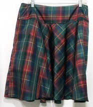 Plaid Green Red A-Line Skirt Size 14  American Living Slip Lining Pockets - $19.80