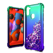 For Samsung A11 Liquid Glitter Quicksand Two Tone Shockproof TPU Case HOT PINK/P - £5.29 GBP