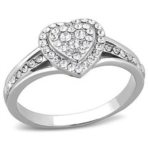 Women&#39;s Top Grade Crystal Heart Shape Band Stainless Steel Wedding Ring Sz 5-10 - £45.43 GBP
