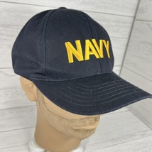 Navy Baseball Hat Cap Black Embroidered Adjustable USN Military - £23.56 GBP