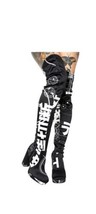 Dolls Kill Current Mood Cyber Glitch 8M Stretch Satin Thigh High Boots - $74.25