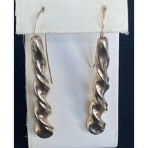 925 Sterling Silver Twisted Bars 2 1/2&#39;&#39; Long Earrings Sky - $51.48