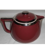 Hall China VINTAGE 2 ½ QT Oversized BURGUNDY TEAPOT Made in USA - $49.49