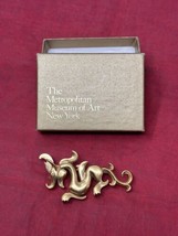 Dragon Brooch Pin Signed MMA Vintage NY Metropolitan Museum of Art Gold Plated - £52.03 GBP