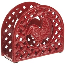 Home Basics Cast Iron Rooster Napkin Holder (Red) - £25.85 GBP