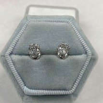 0.94 TCW Round Brilliant Cut Diamond Stud 4 Prong Set Earrings 14k White Gold - £2,007.95 GBP