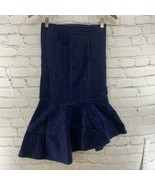 Vintage On Deux Trois Skirt Womens Sz 26” Dark Blue Mermaid Corduroy - £23.52 GBP