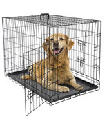 36&quot; Dog Crate Kennel Folding Metal Pet Cage 2 Door With Tray Pan Black - £64.47 GBP