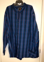 Lee Big Men&#39;s Blue Plaid Regular Fit Long Sleeve Button Front Shirt - Size: 4XL - £13.70 GBP