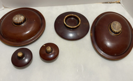 Hull Pottery Brown Oven Proof USA extra Lids 5pc set - €47,98 EUR