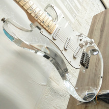 Single Wave Electric Guitar,Acrylic Glass Body&amp;Maple Fingerboard&amp;LED Light SD416 - £262.03 GBP