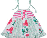 NWT Boutique Floral Green Pink Sleeveless Girls Ruffle Dress 6-7 - $12.99